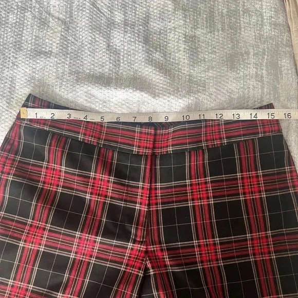 TOMMY HILFIGER PLAID PANTS ASHBY ANKLE CROPPED  RED  AND BLACK - Picture 10 of 12